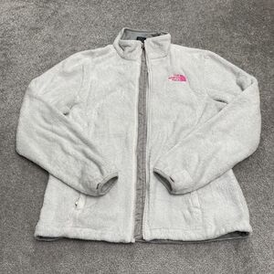 The North Face Oso Fleece Jacket Womens Medium Light Gray Cancer Awareness Hike